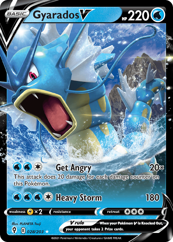 Gyarados V — Evolving Skies #28/203, raw, NM