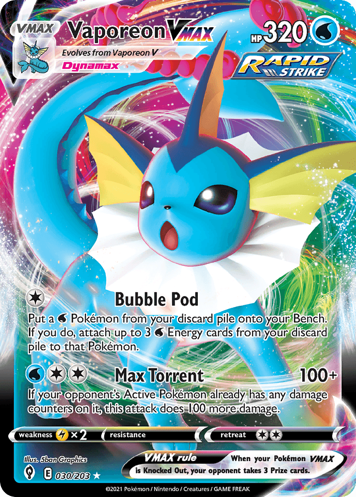 Vaporeon VMAX — Evolving Skies #30/203, PSA 10