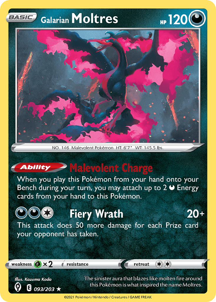 Galarian Moltres — Evolving Skies #93/203, PSA 9