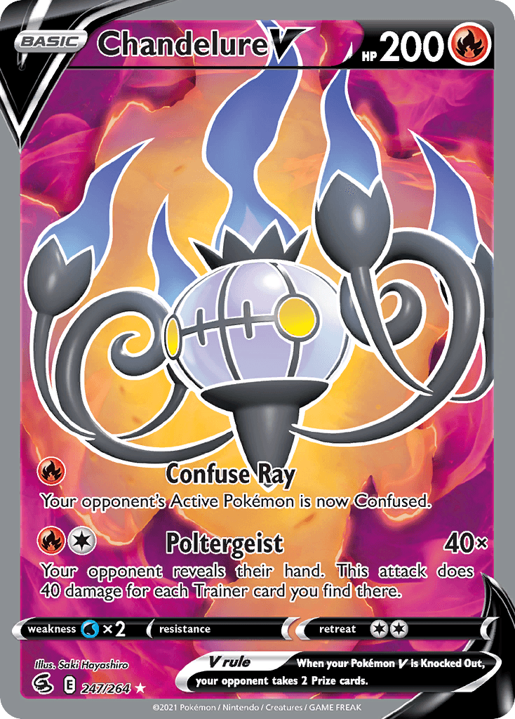 Chandelure V — Fusion Strike #247/264, PSA 9