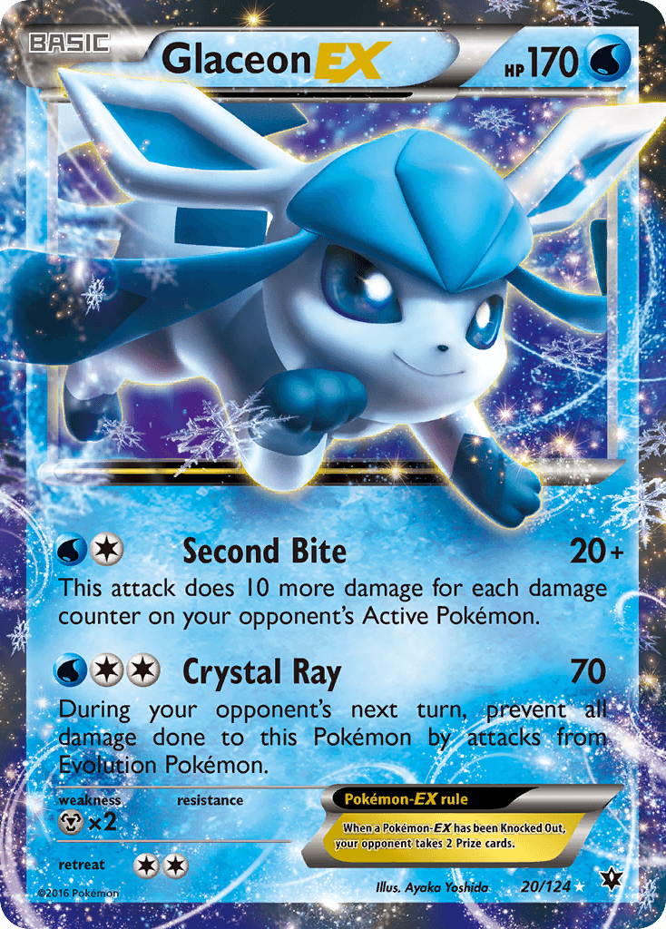 Glaceon EX — Fates Collide #20/124, raw, NM