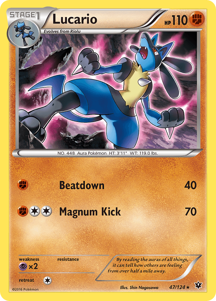 Lucario — Fates Collide #47/124, raw, NM