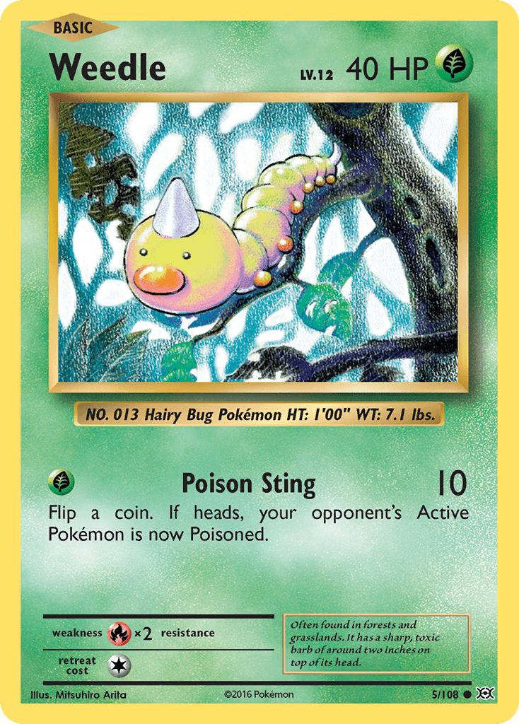 Weedle — Evolutions #5/108, raw, NM