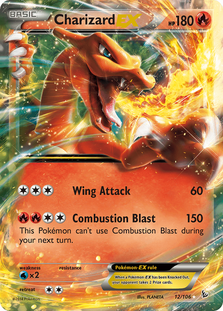Charizard EX — Flashfire #12/106, raw, NM