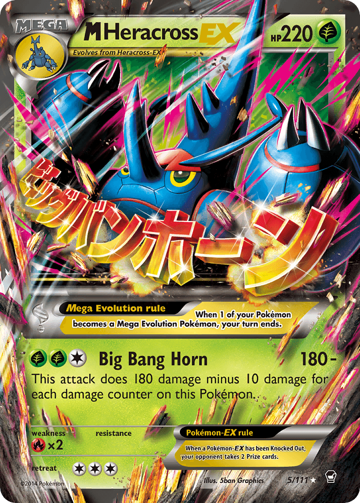 M Heracross EX — Furious Fists #5/111, raw, NM