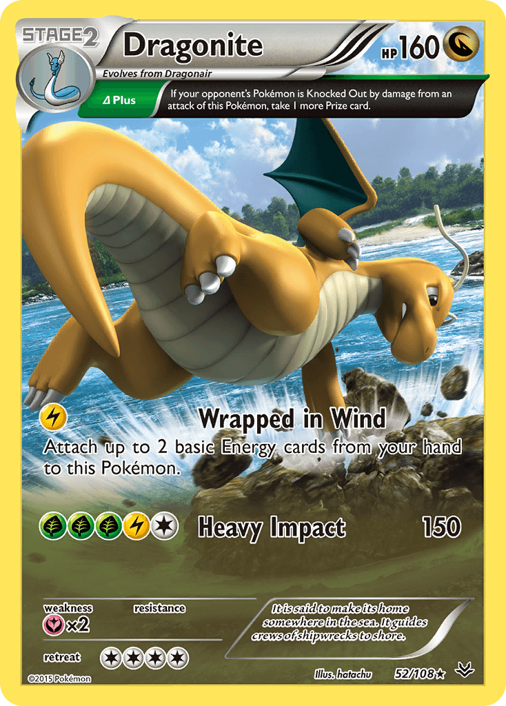 Dragonite — Roaring Skies #52/108, raw, NM