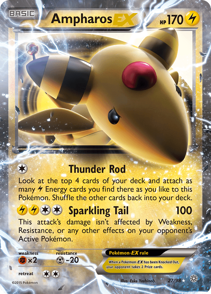 Ampharos EX — Ancient Origins #27/98, raw, NM