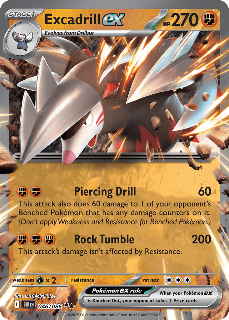 Excadrill ex — Black Bolt #46/86, PSA 10